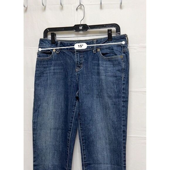 🍁3/$18 Simply‎ Vera Wang Women Size 6 Capri Blue Jeans Straight Wide Hem BFD-C - Picture 8 of 9